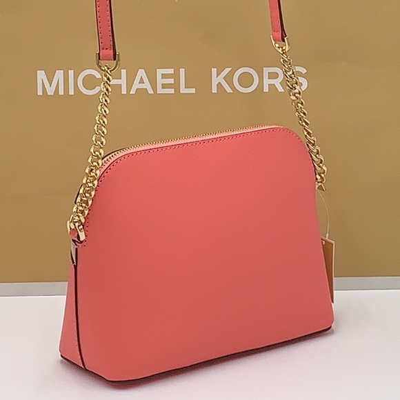 Michael Kors Jet Set Travel Medium Logo Dome Crossbody Grapefruit Multi Color - Picture 4 of 16